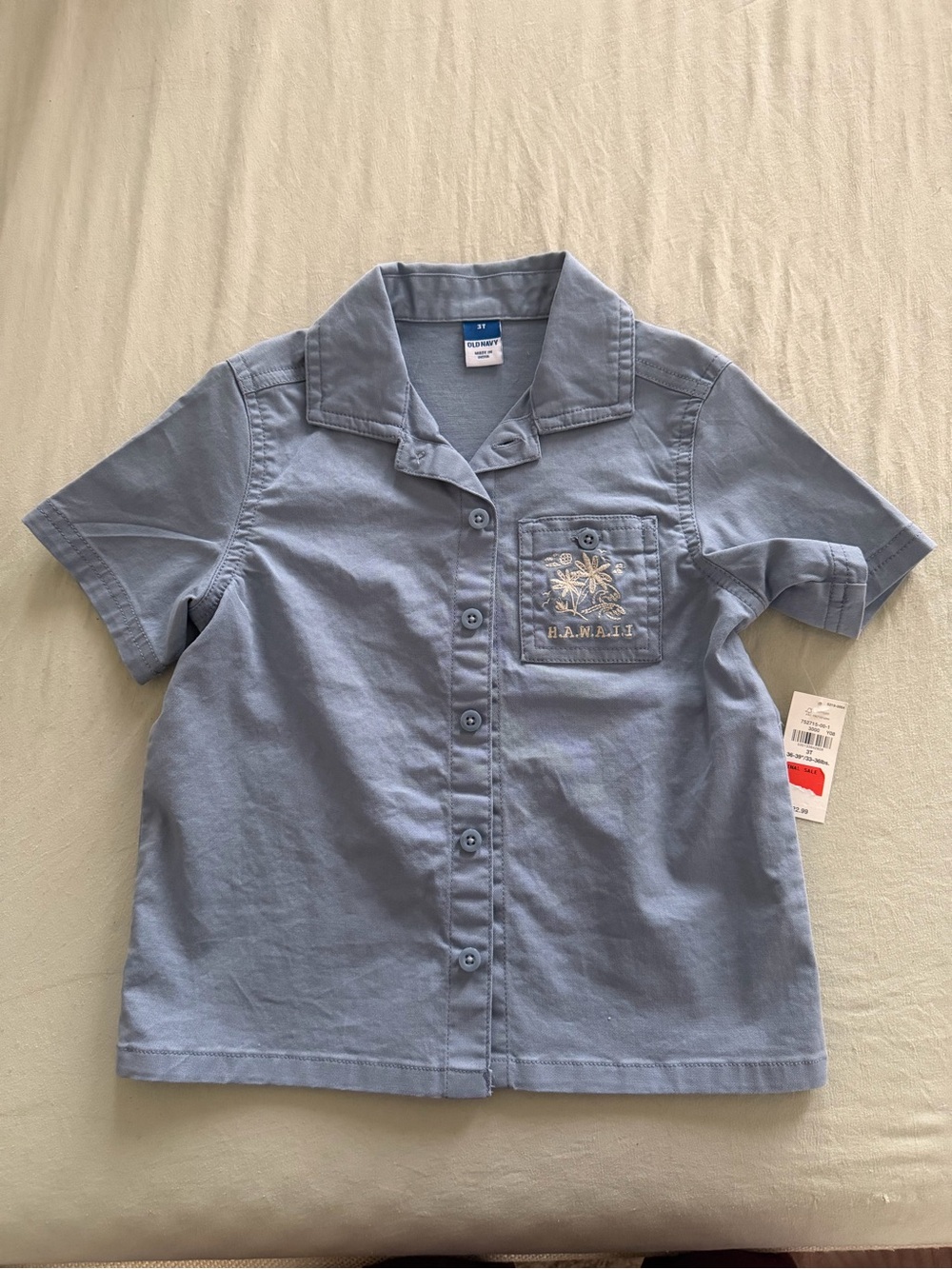 Children's Light Blue Hawaiian Pocket Button-Up Shirt - old navy